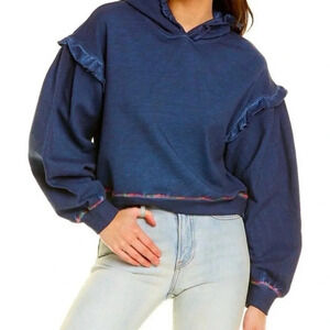Something Navy Taylor Ruffle Hoodie Rainbow Detail